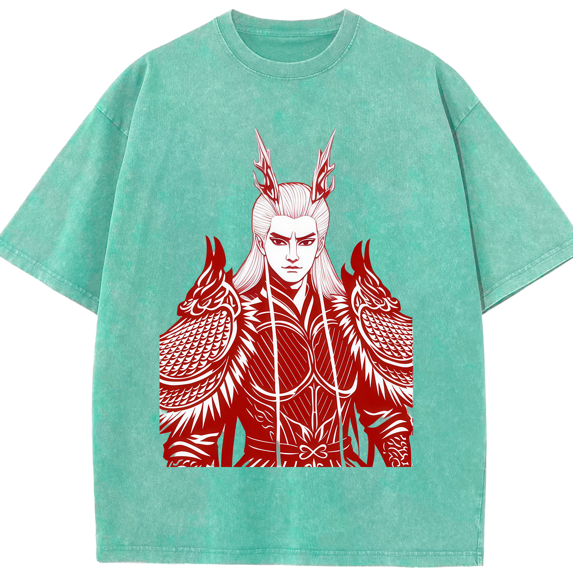 （画像用） Ne Zha 2 ナタ 魔童の大暴れ 綿100% ヴィンテージ風 半袖Tシャツ（フロントプリント）